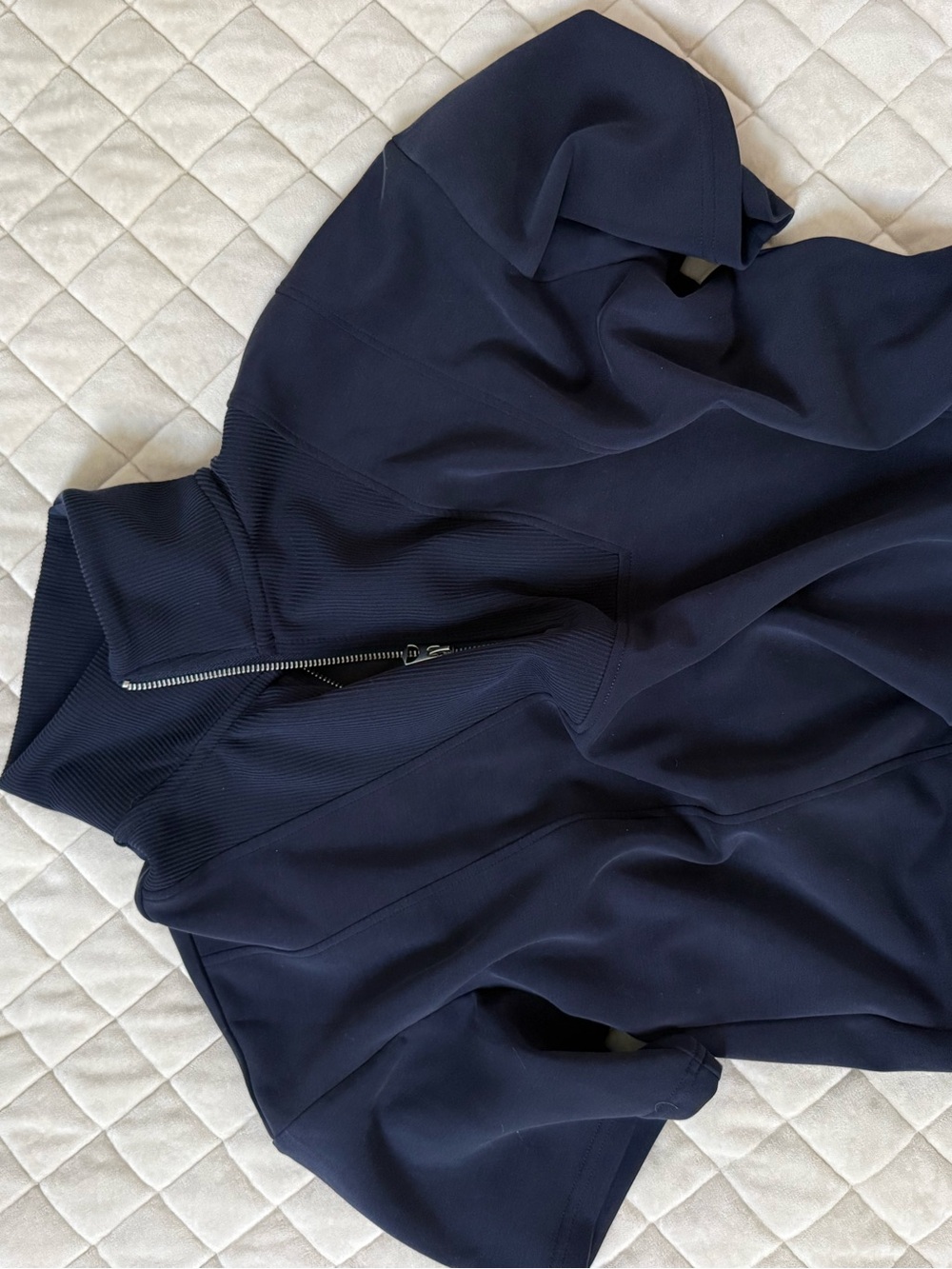 Navy Half-Zip Short Sleeve Pullover and Shorts